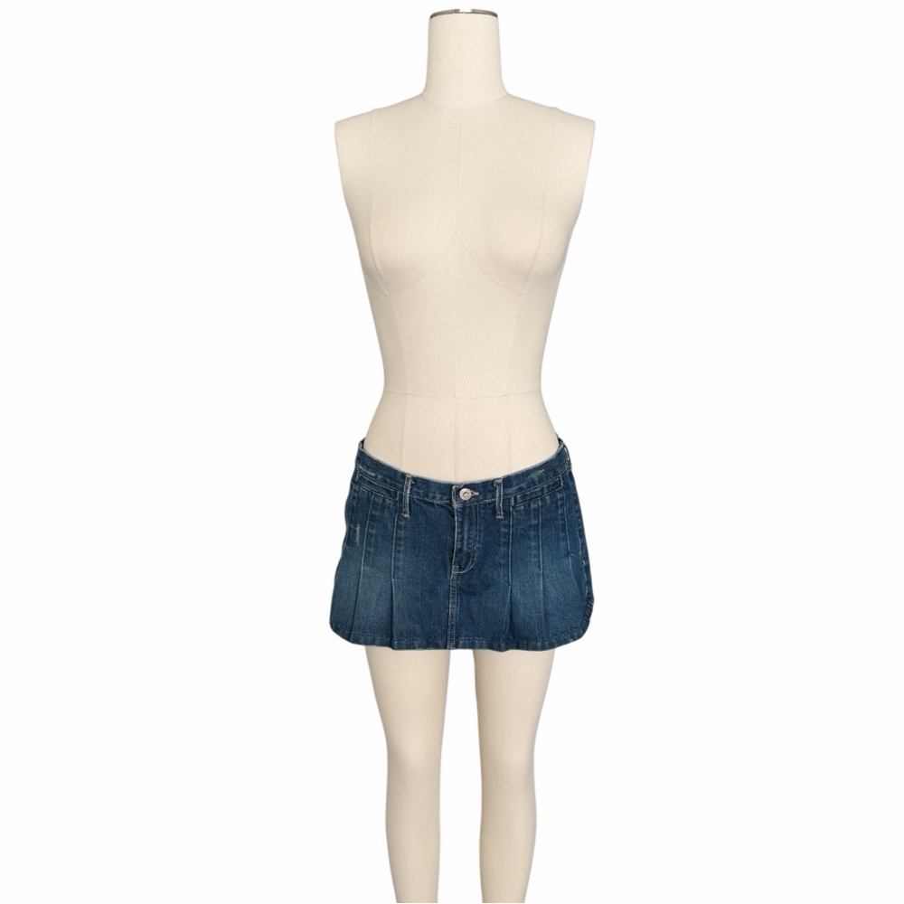 Vintage Y2K Pleated Denim Micro Skirt 9